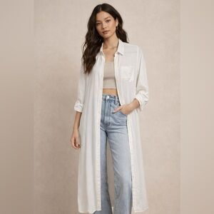 PPLA Ivory Button-Front Shirt Dress